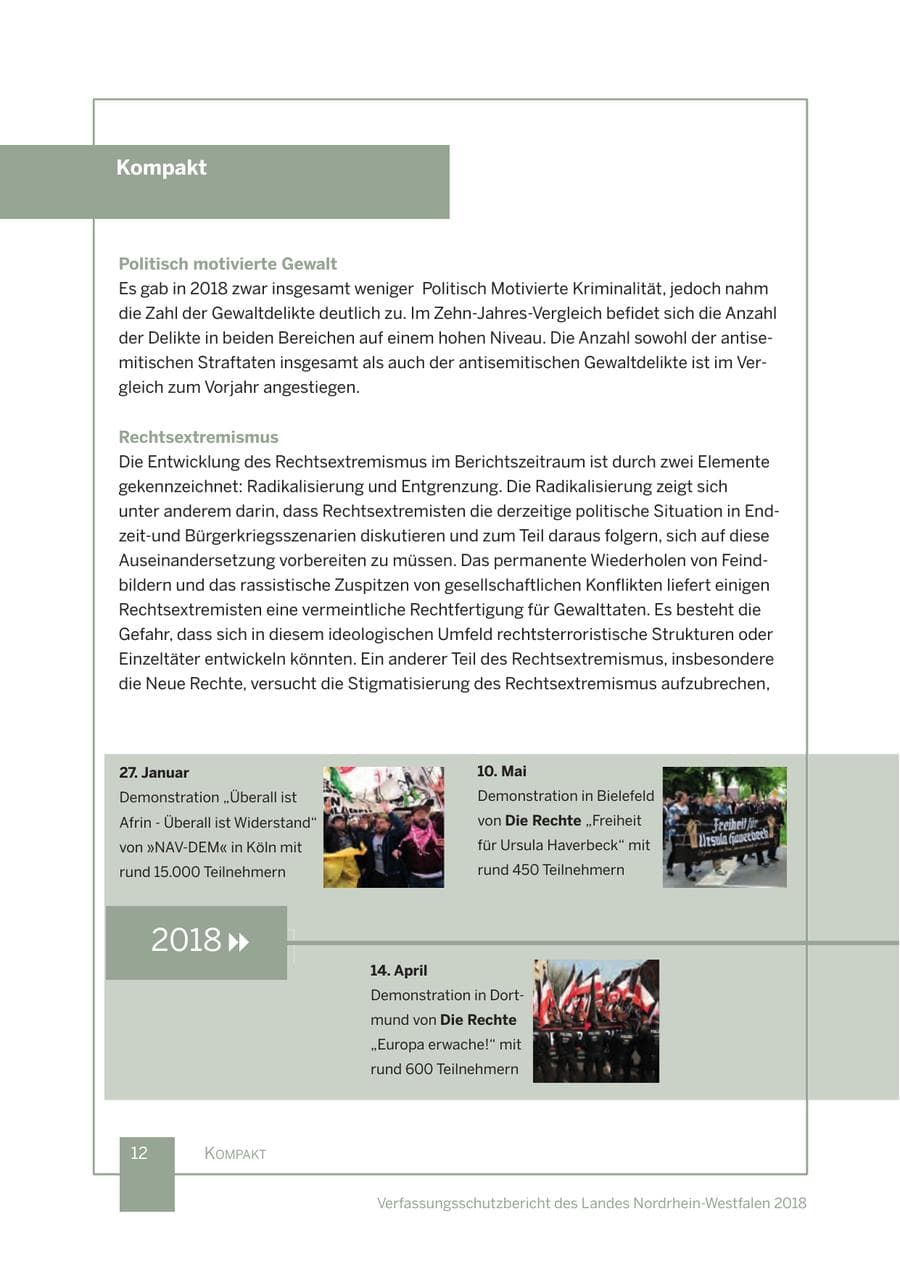 Seite 13 des Verfassungsschutzbericht 2018 Nordrhein-Westfalen