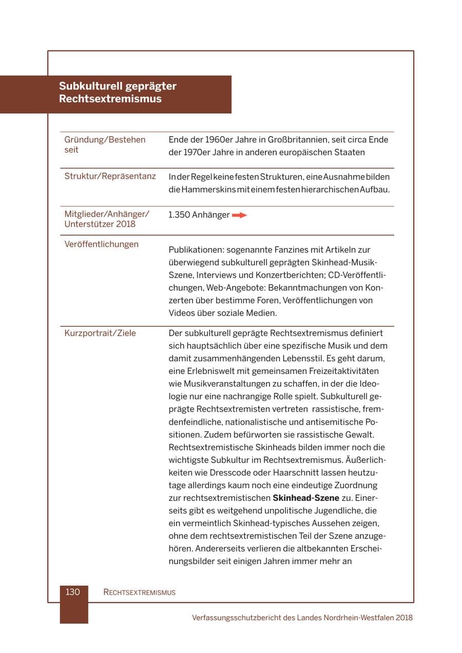 Seite 131 des Verfassungsschutzbericht 2018 Nordrhein-Westfalen