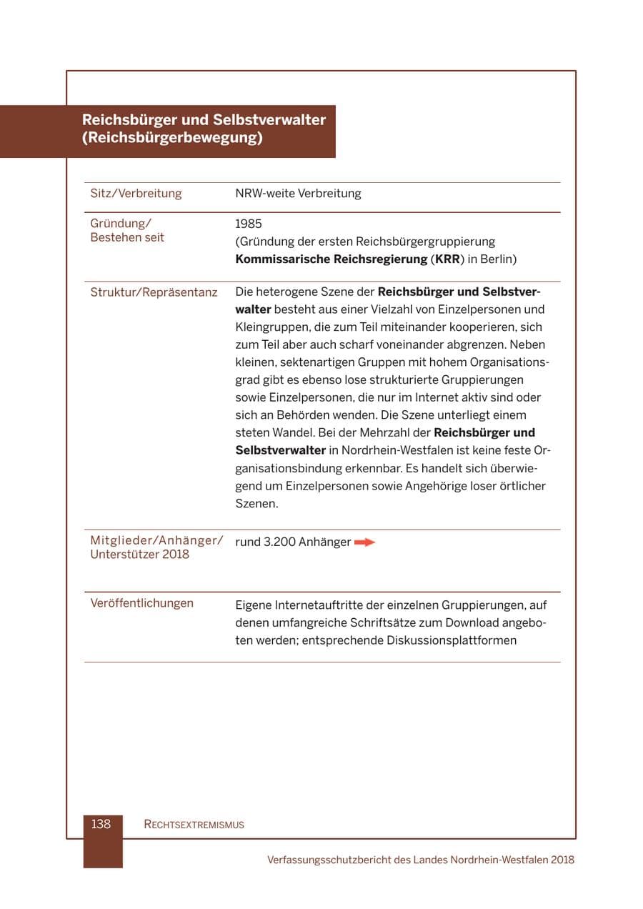Seite 139 des Verfassungsschutzbericht 2018 Nordrhein-Westfalen