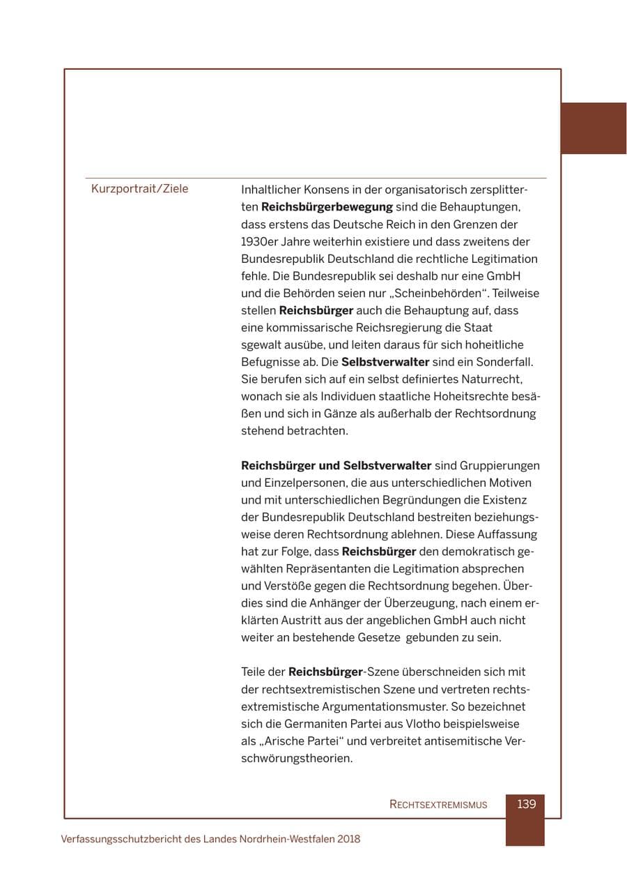 Seite 140 des Verfassungsschutzbericht 2018 Nordrhein-Westfalen