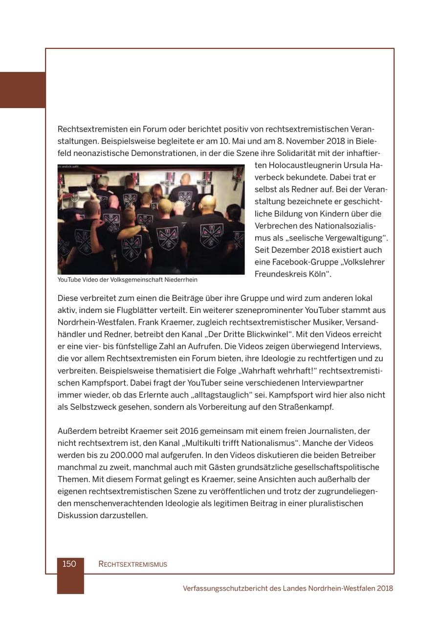 Seite 151 des Verfassungsschutzbericht 2018 Nordrhein-Westfalen