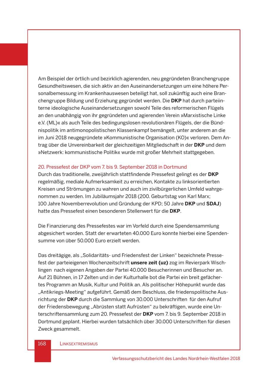 Seite 169 des Verfassungsschutzbericht 2018 Nordrhein-Westfalen