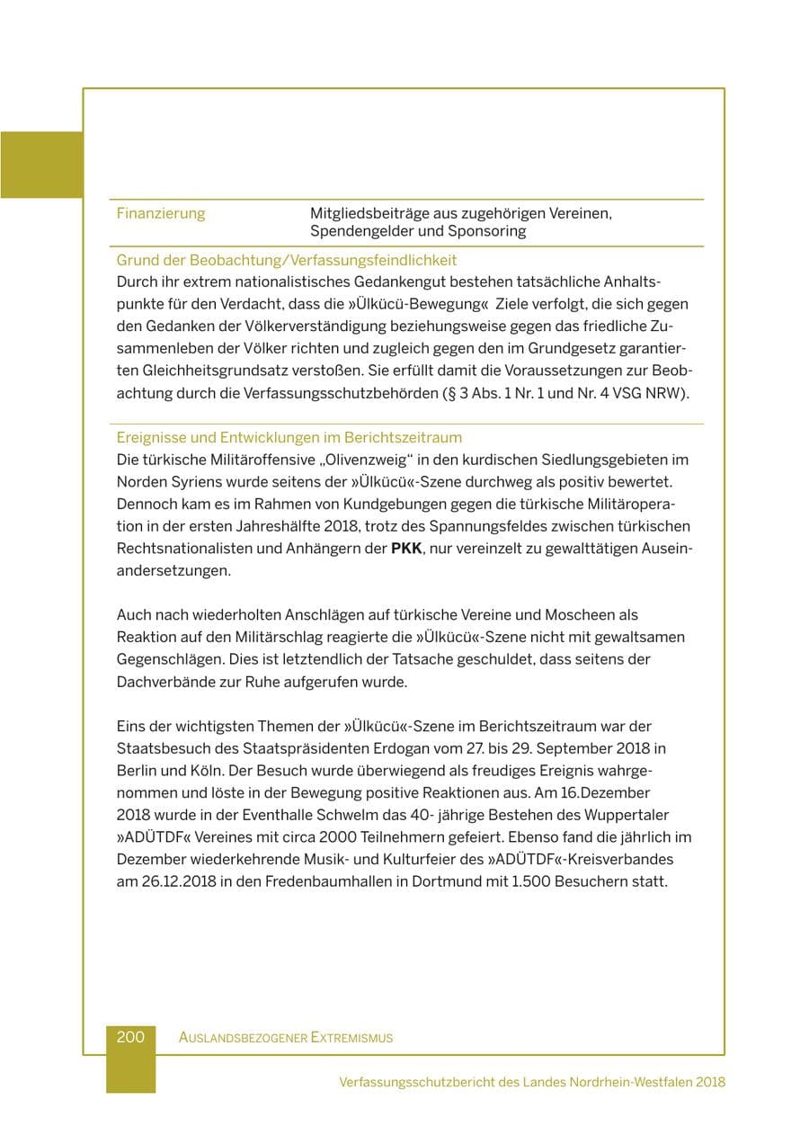 Seite 201 des Verfassungsschutzbericht 2018 Nordrhein-Westfalen