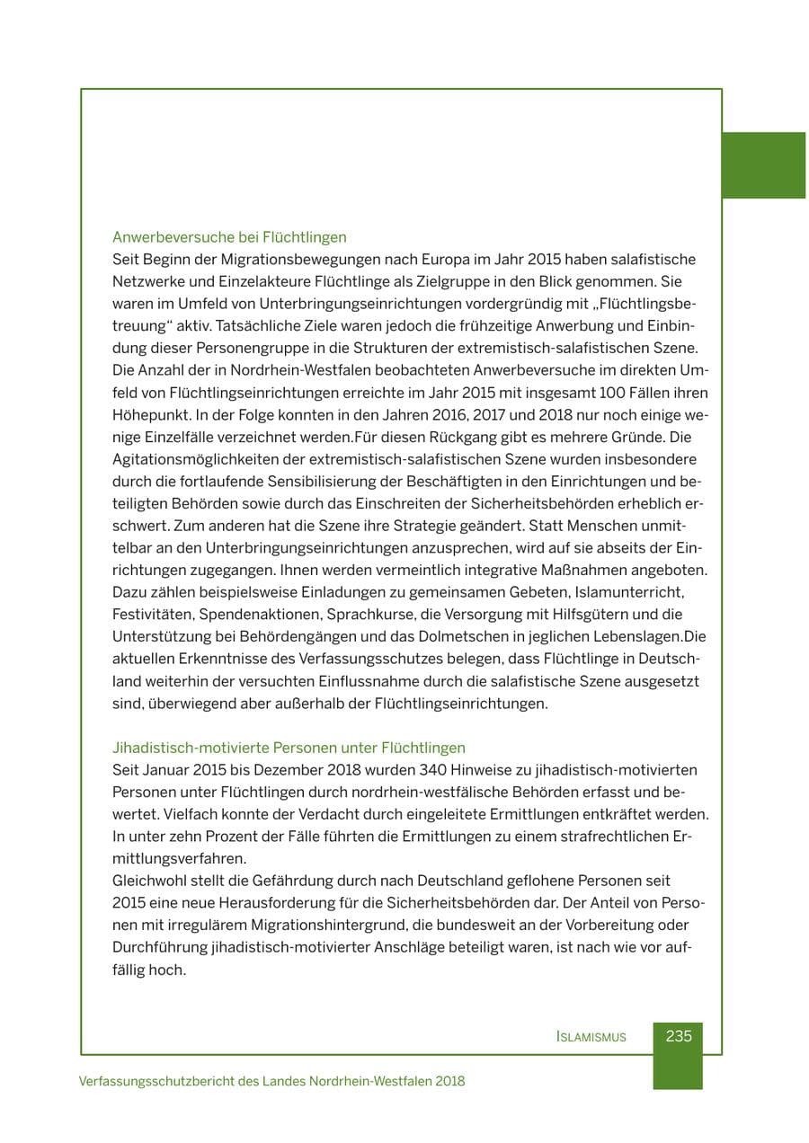Seite 236 des Verfassungsschutzbericht 2018 Nordrhein-Westfalen