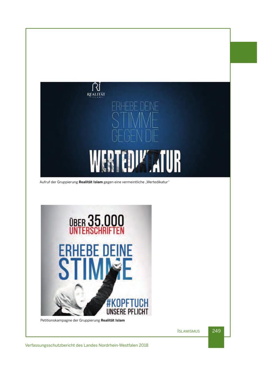 Seite 250 des Verfassungsschutzbericht 2018 Nordrhein-Westfalen