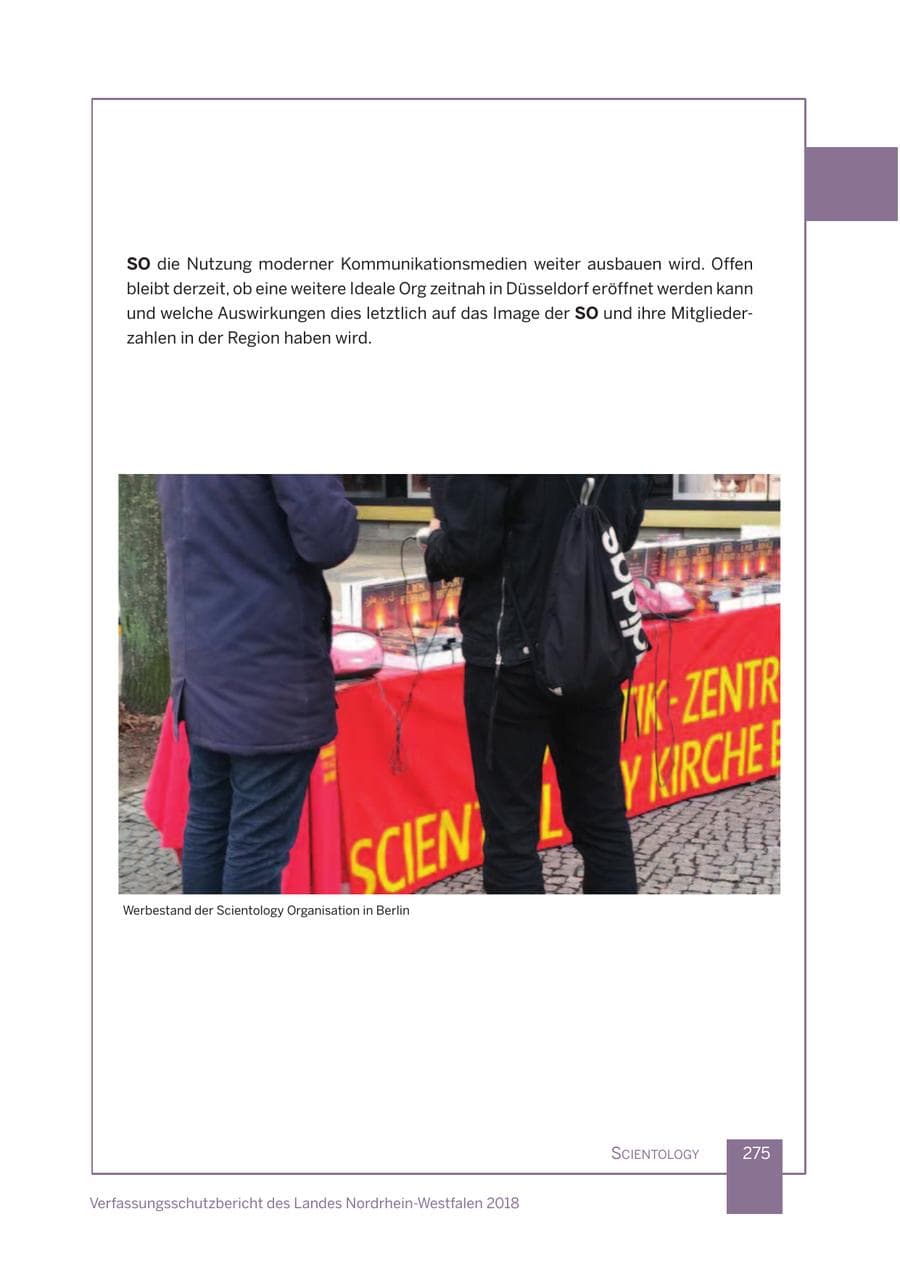 Seite 276 des Verfassungsschutzbericht 2018 Nordrhein-Westfalen