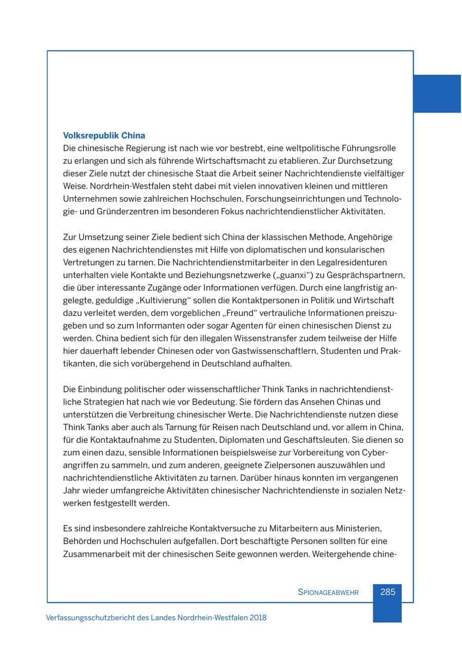 Seite 286 des Verfassungsschutzbericht 2018 Nordrhein-Westfalen