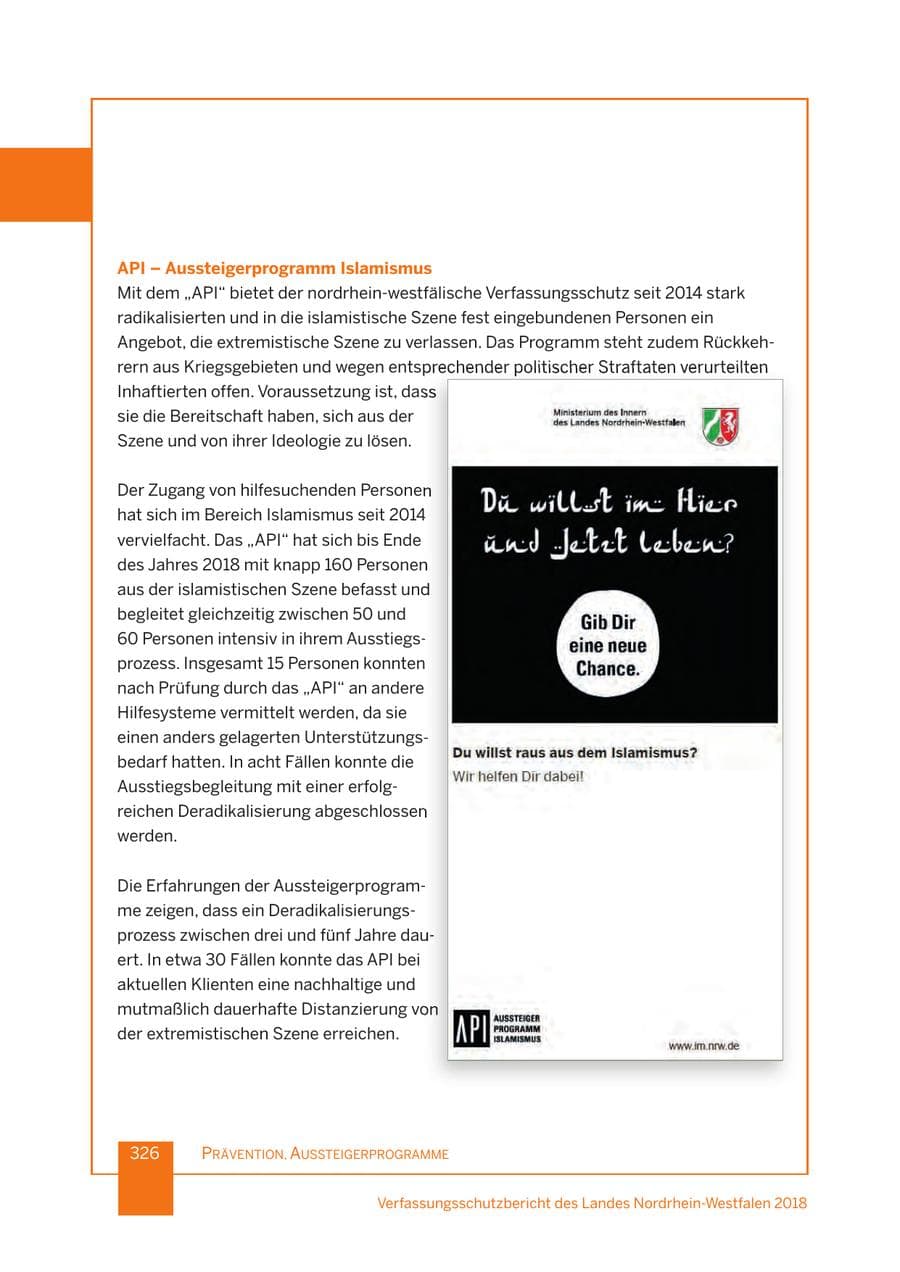 Seite 327 des Verfassungsschutzbericht 2018 Nordrhein-Westfalen