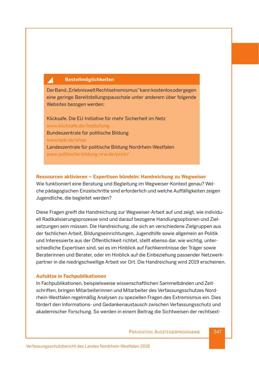 Seite 348 des Verfassungsschutzbericht 2018 Nordrhein-Westfalen