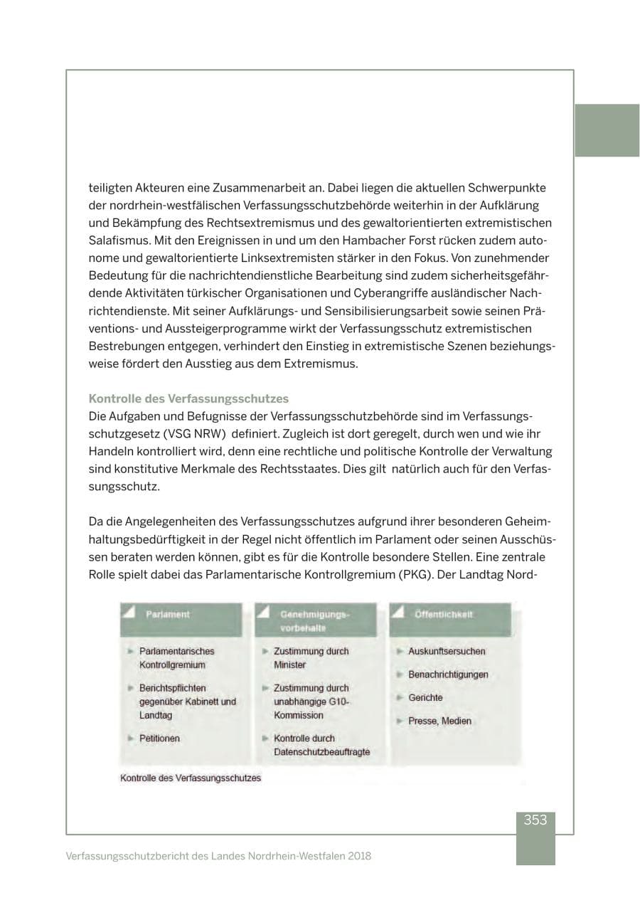 Seite 354 des Verfassungsschutzbericht 2018 Nordrhein-Westfalen
