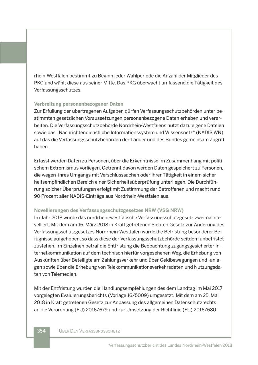 Seite 355 des Verfassungsschutzbericht 2018 Nordrhein-Westfalen
