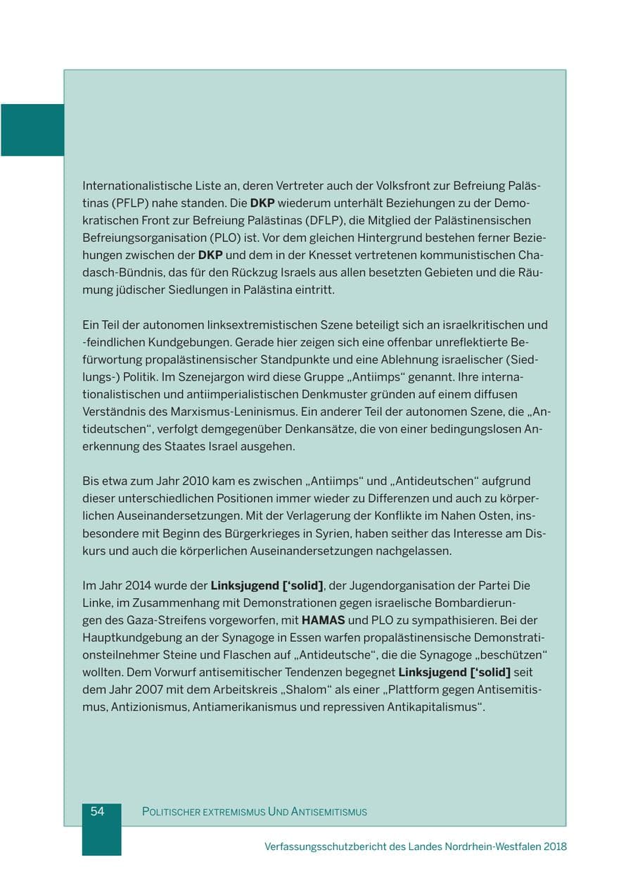 Seite 55 des Verfassungsschutzbericht 2018 Nordrhein-Westfalen