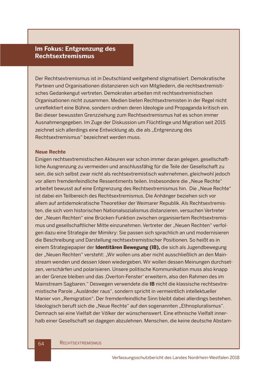 Seite 65 des Verfassungsschutzbericht 2018 Nordrhein-Westfalen