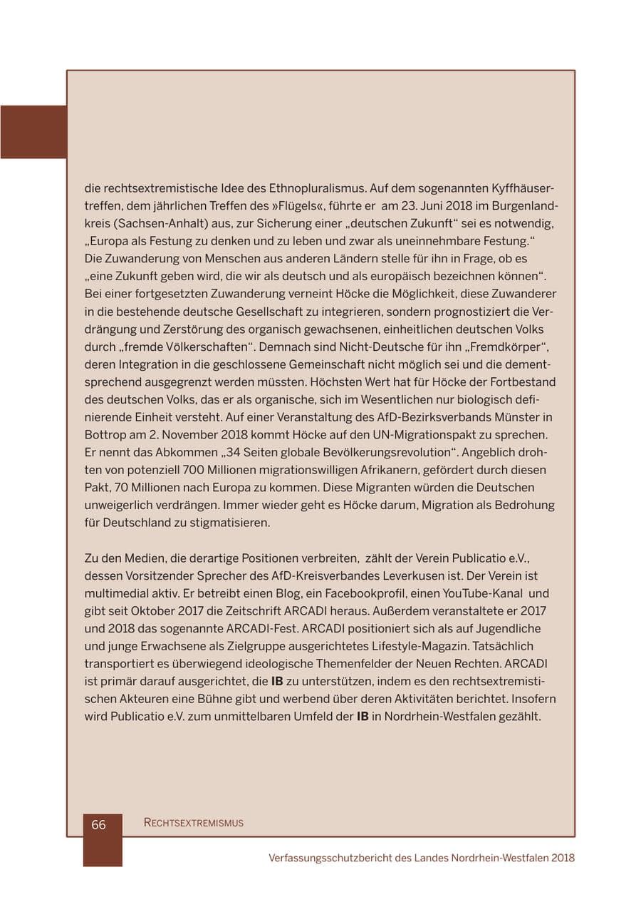 Seite 67 des Verfassungsschutzbericht 2018 Nordrhein-Westfalen