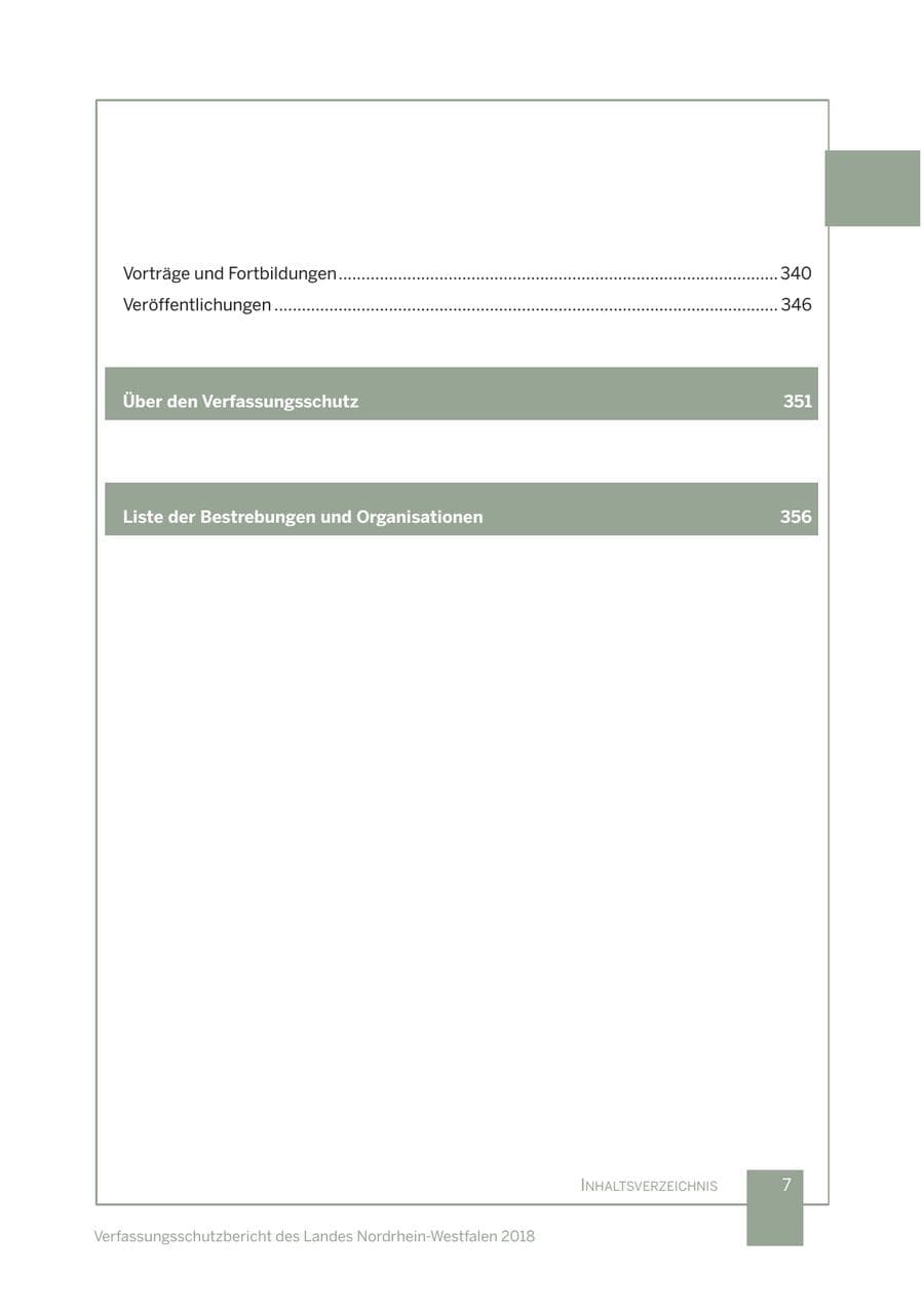 Seite 8 des Verfassungsschutzbericht 2018 Nordrhein-Westfalen