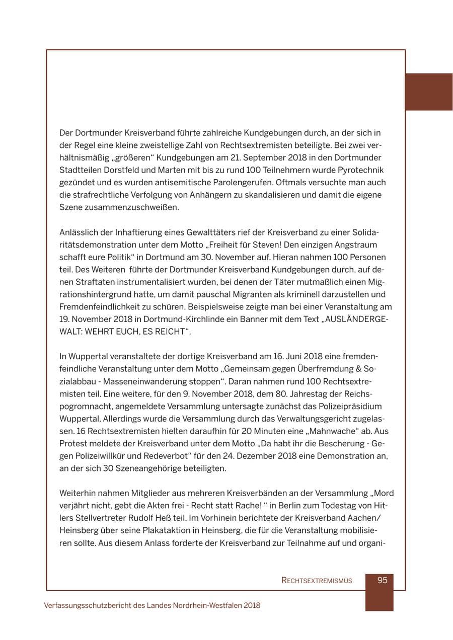 Seite 96 des Verfassungsschutzbericht 2018 Nordrhein-Westfalen