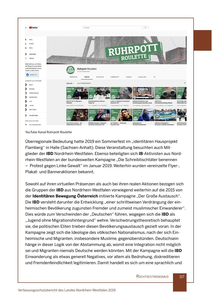 Seite 117 des Verfassungsschutzbericht 2019 Nordrhein-Westfalen