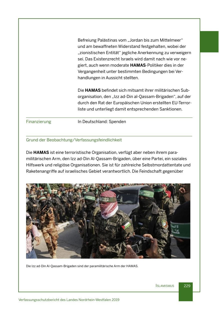Seite 229 des Verfassungsschutzbericht 2019 Nordrhein-Westfalen