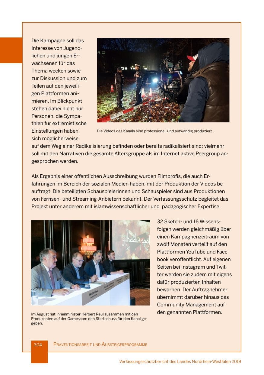 Seite 304 des Verfassungsschutzbericht 2019 Nordrhein-Westfalen