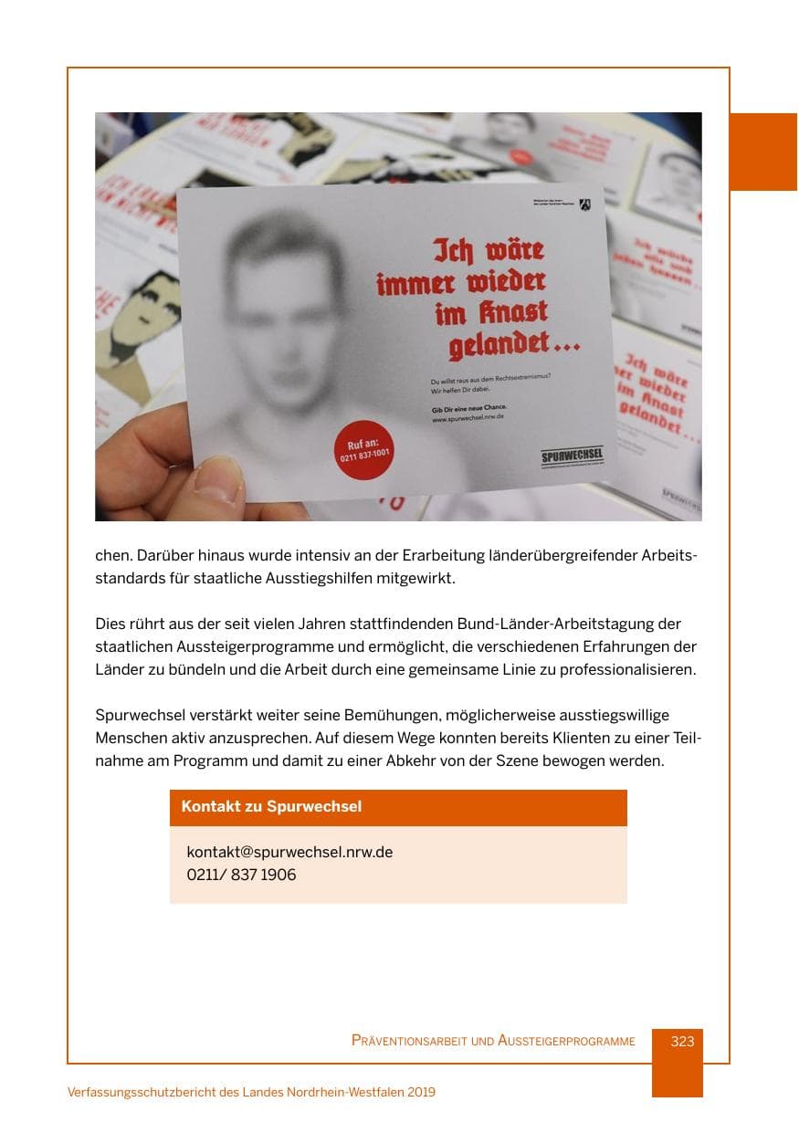 Seite 323 des Verfassungsschutzbericht 2019 Nordrhein-Westfalen
