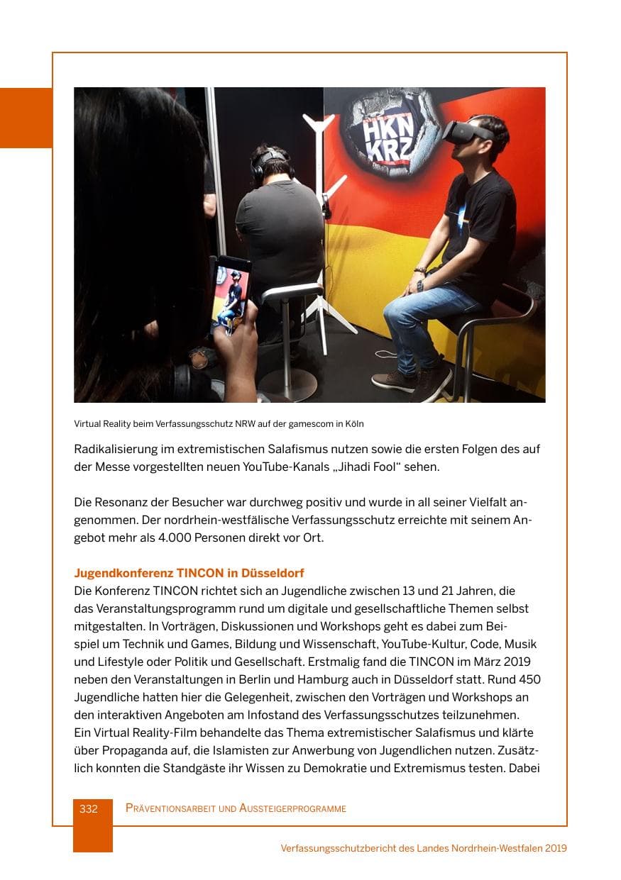 Seite 332 des Verfassungsschutzbericht 2019 Nordrhein-Westfalen