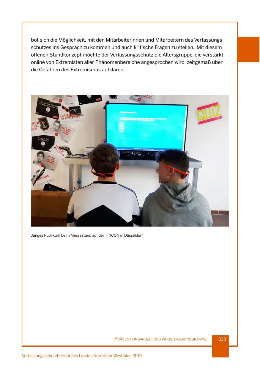 Seite 333 des Verfassungsschutzbericht 2019 Nordrhein-Westfalen