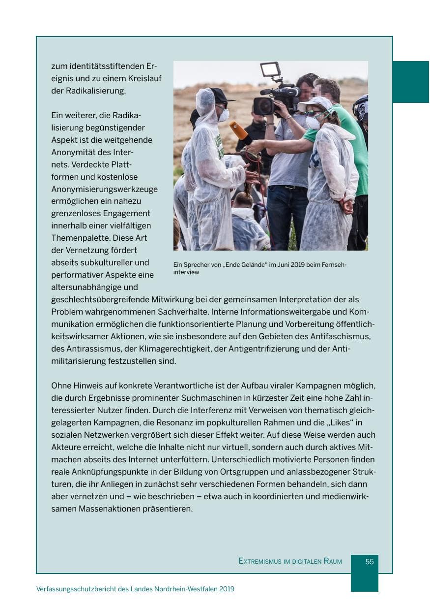 Seite 55 des Verfassungsschutzbericht 2019 Nordrhein-Westfalen