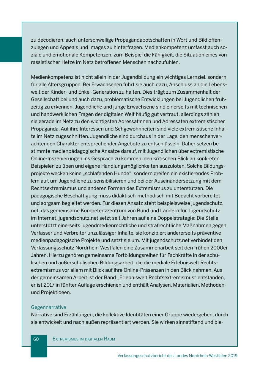 Seite 60 des Verfassungsschutzbericht 2019 Nordrhein-Westfalen
