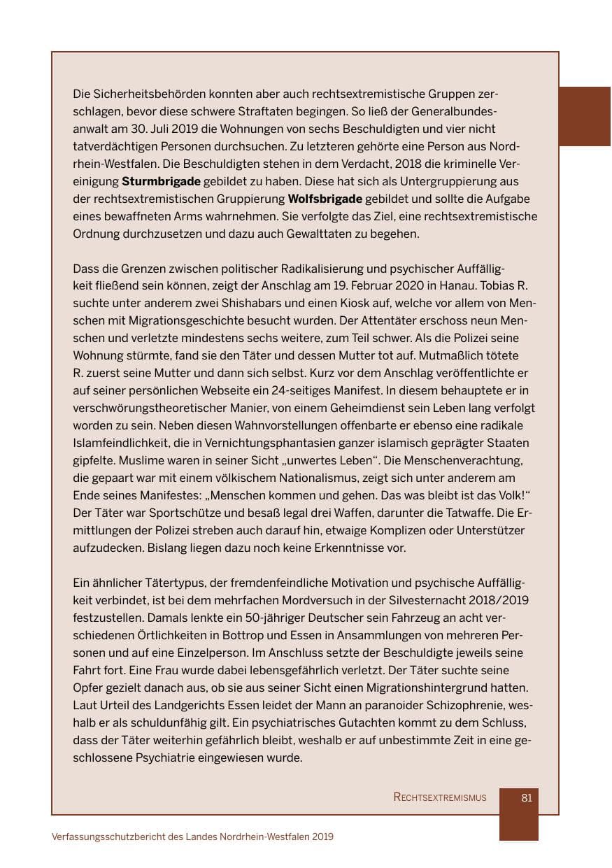 Seite 81 des Verfassungsschutzbericht 2019 Nordrhein-Westfalen