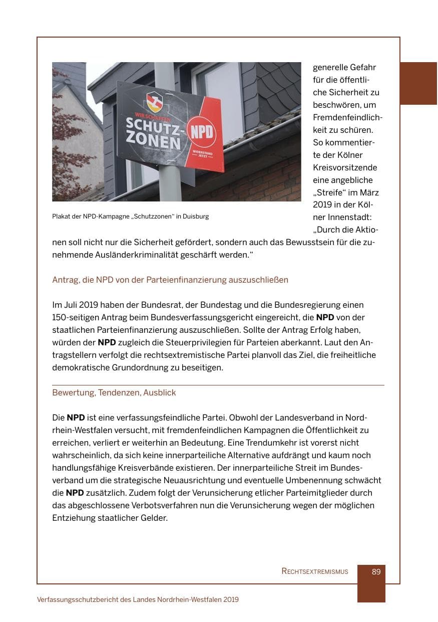 Seite 89 des Verfassungsschutzbericht 2019 Nordrhein-Westfalen