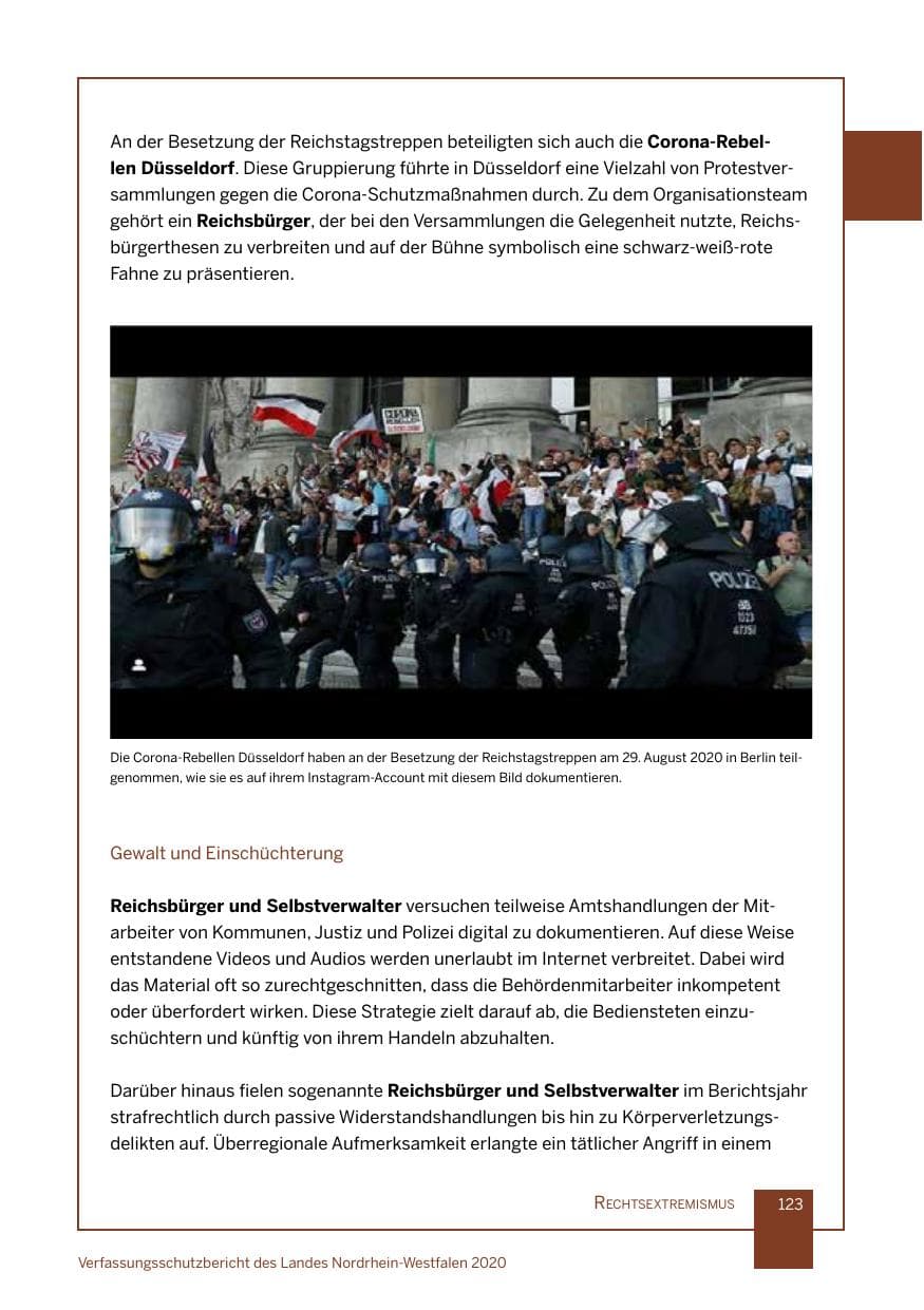 Seite 124 des Verfassungsschutzbericht 2020 Nordrhein-Westfalen