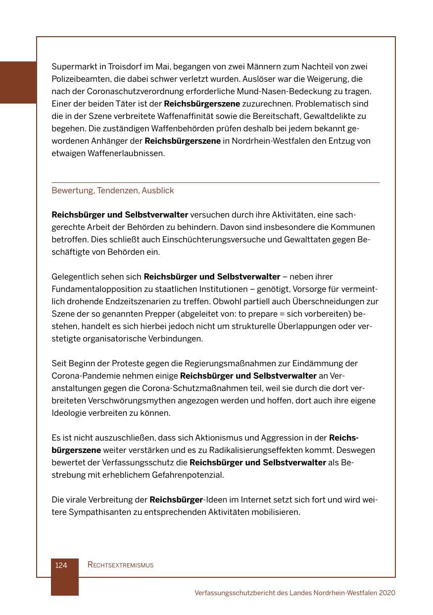 Seite 125 des Verfassungsschutzbericht 2020 Nordrhein-Westfalen
