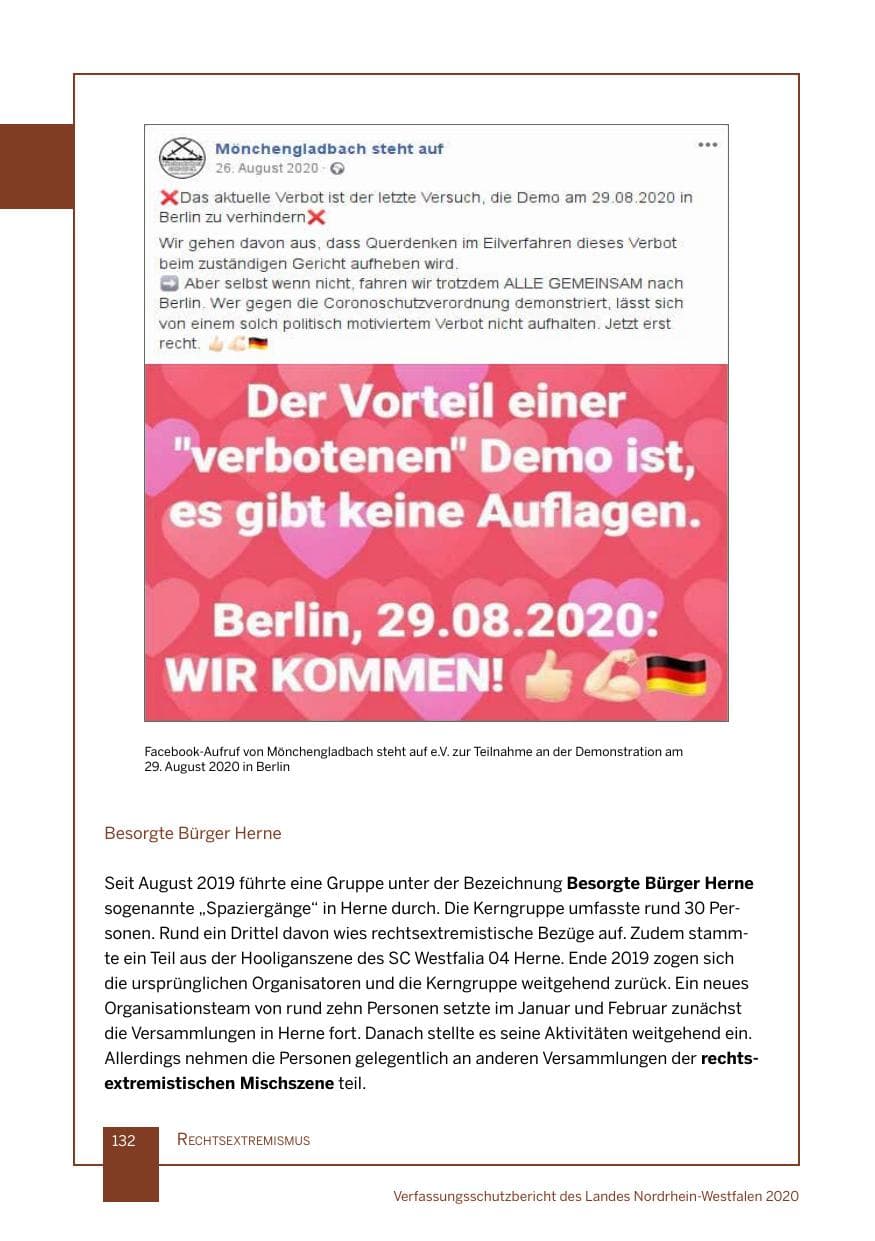 Seite 133 des Verfassungsschutzbericht 2020 Nordrhein-Westfalen