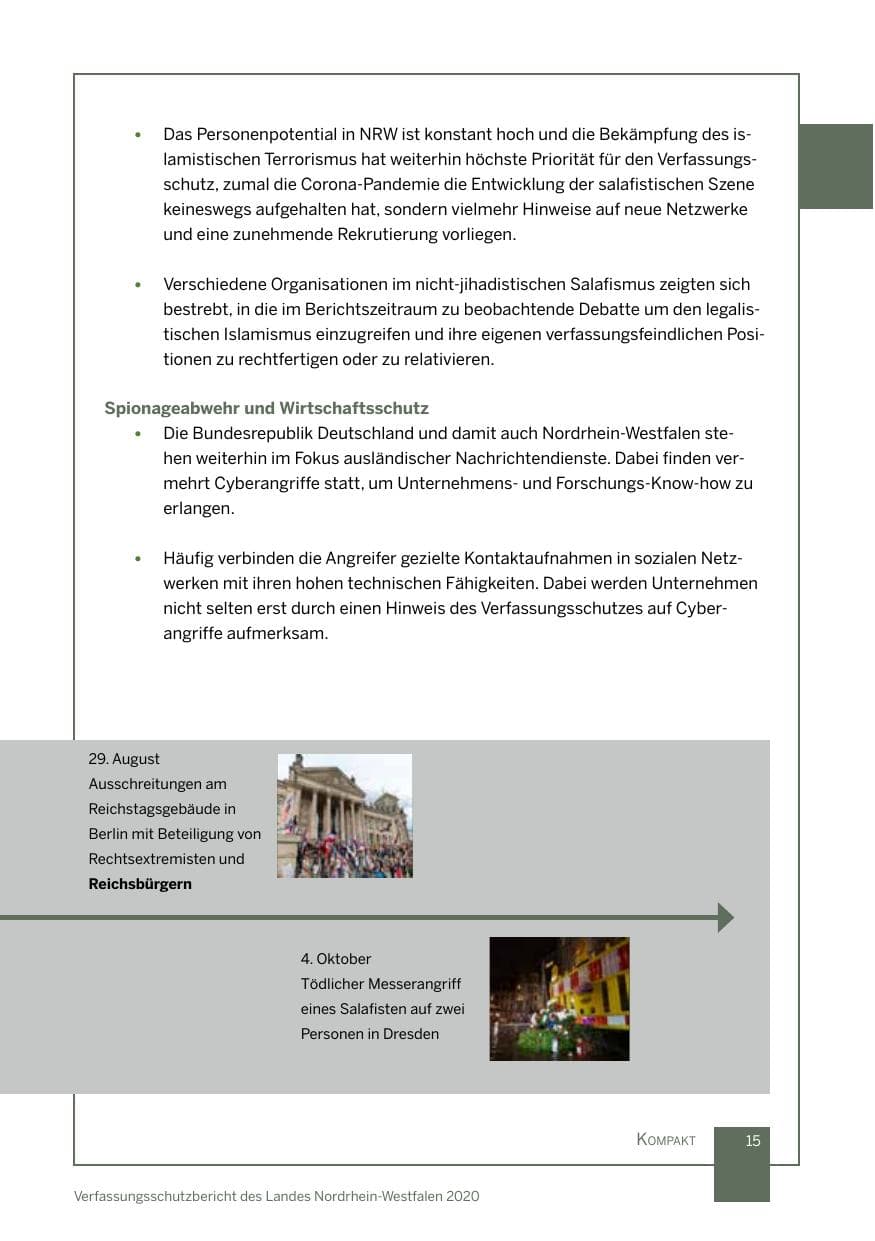 Seite 16 des Verfassungsschutzbericht 2020 Nordrhein-Westfalen