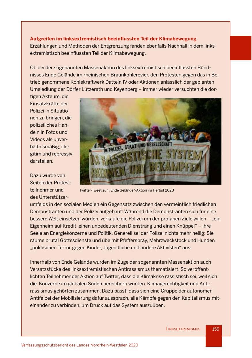 Seite 156 des Verfassungsschutzbericht 2020 Nordrhein-Westfalen