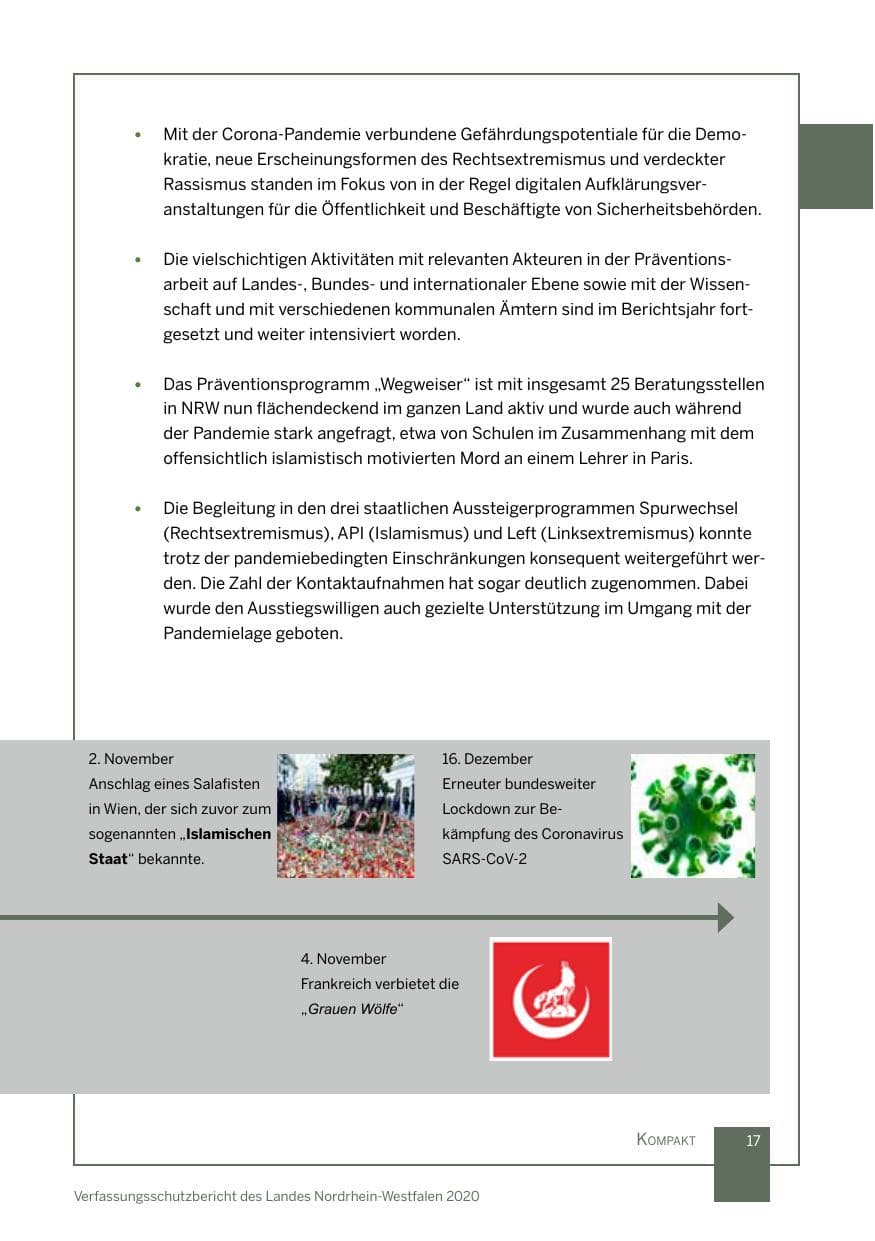 Seite 18 des Verfassungsschutzbericht 2020 Nordrhein-Westfalen