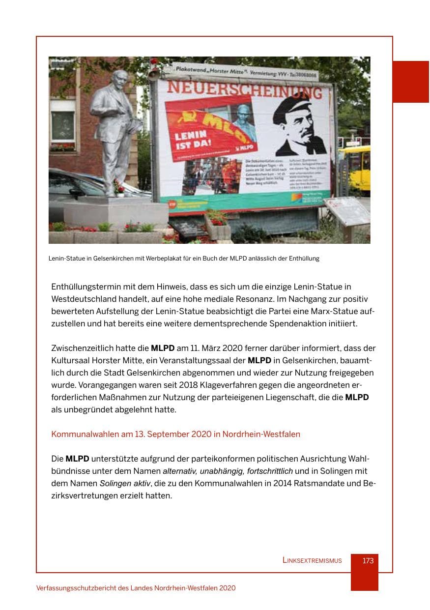 Seite 174 des Verfassungsschutzbericht 2020 Nordrhein-Westfalen