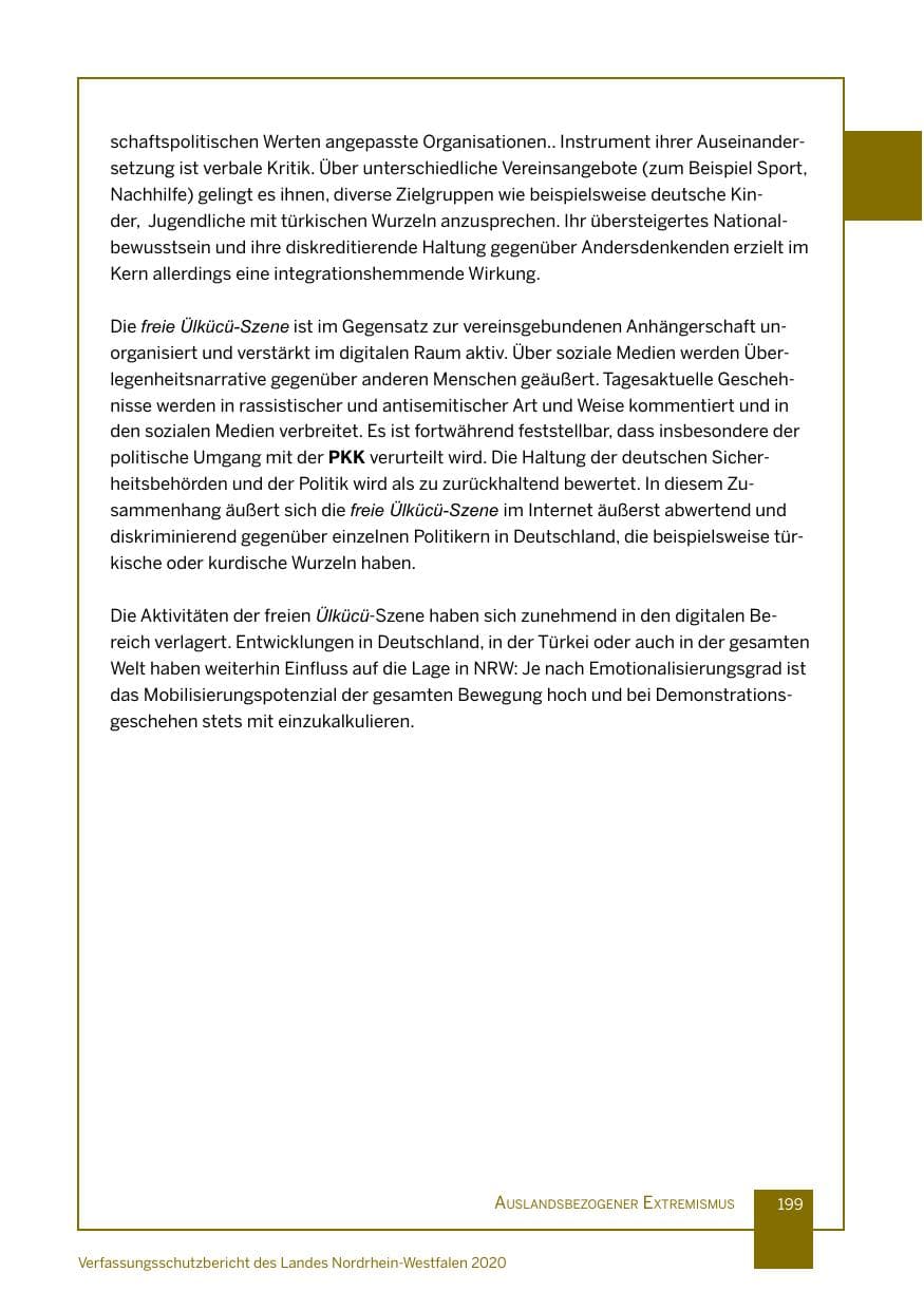 Seite 200 des Verfassungsschutzbericht 2020 Nordrhein-Westfalen