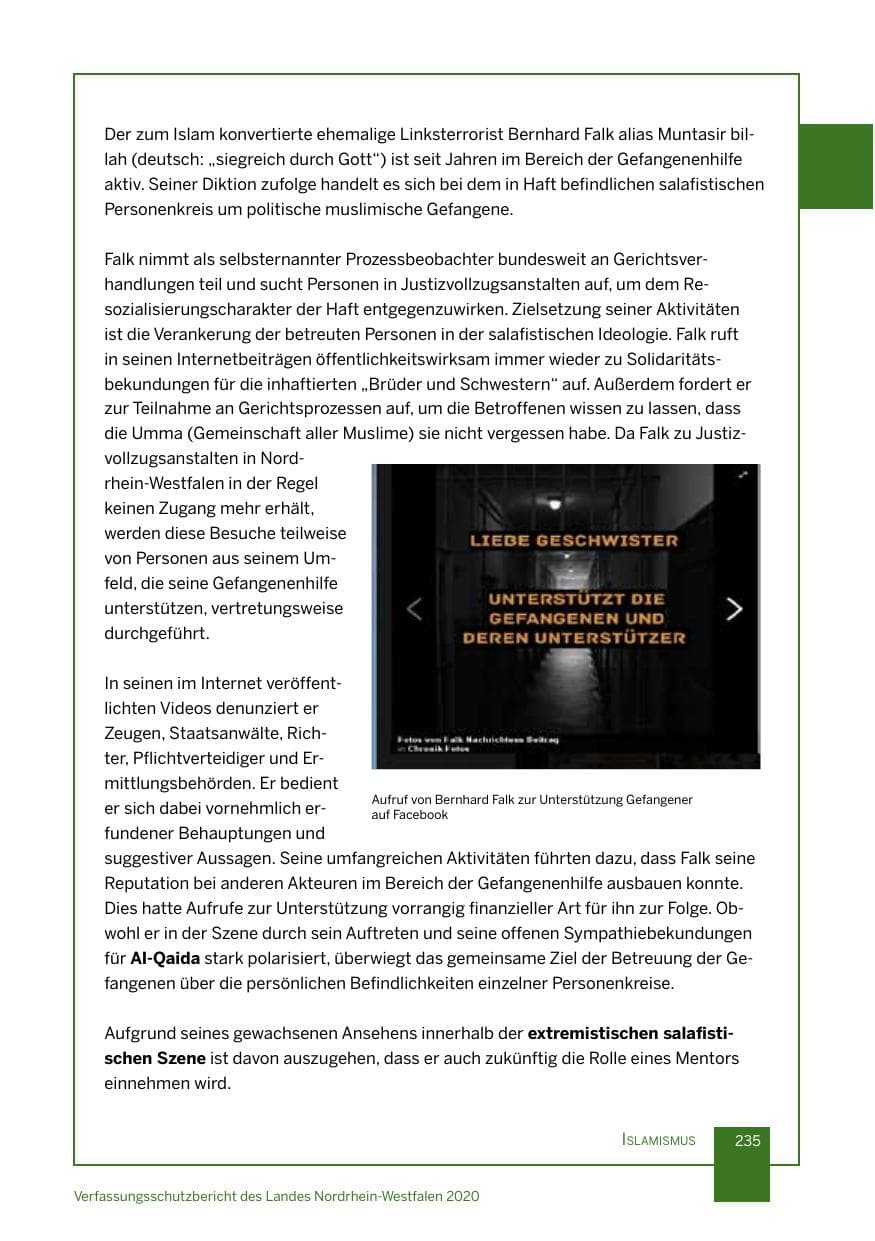 Seite 236 des Verfassungsschutzbericht 2020 Nordrhein-Westfalen