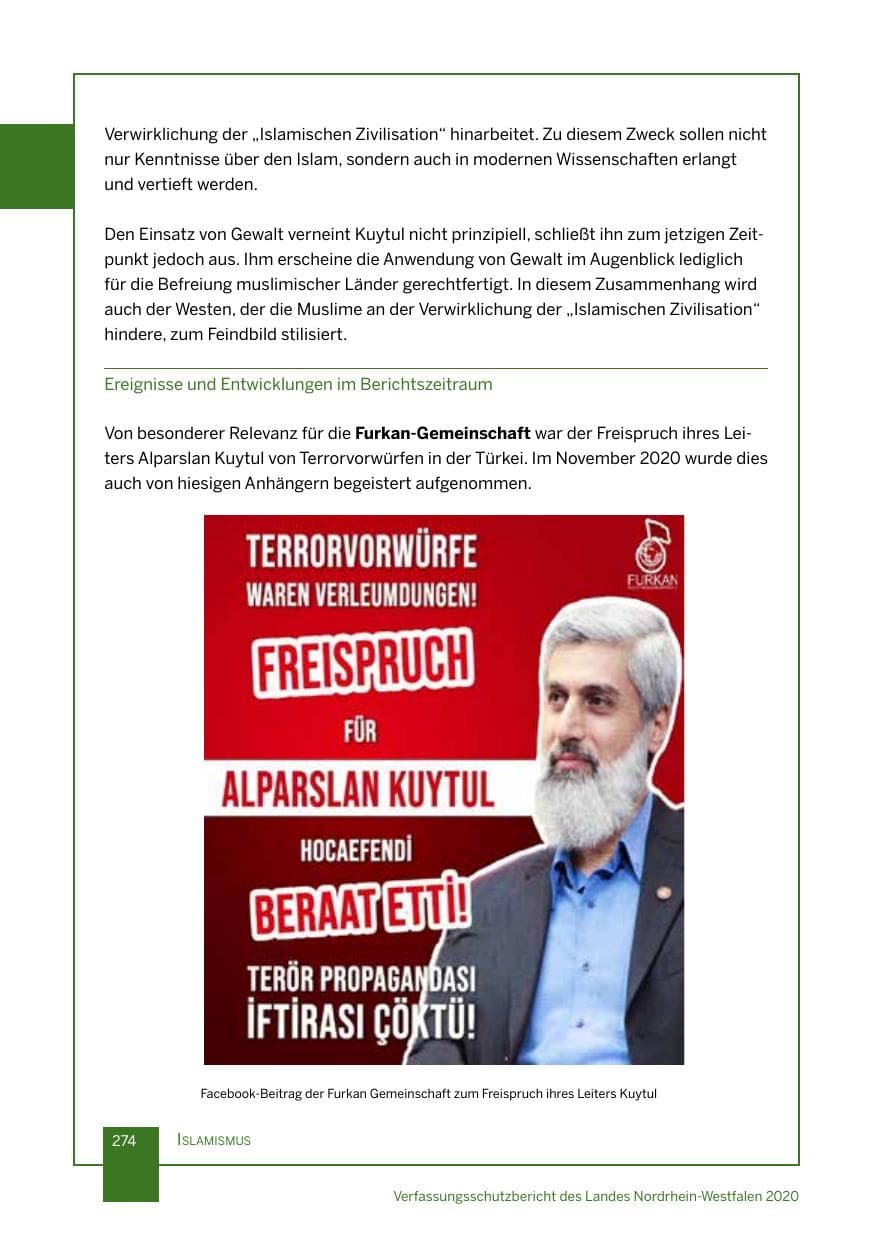 Seite 275 des Verfassungsschutzbericht 2020 Nordrhein-Westfalen