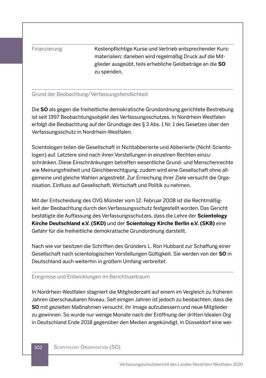 Seite 303 des Verfassungsschutzbericht 2020 Nordrhein-Westfalen