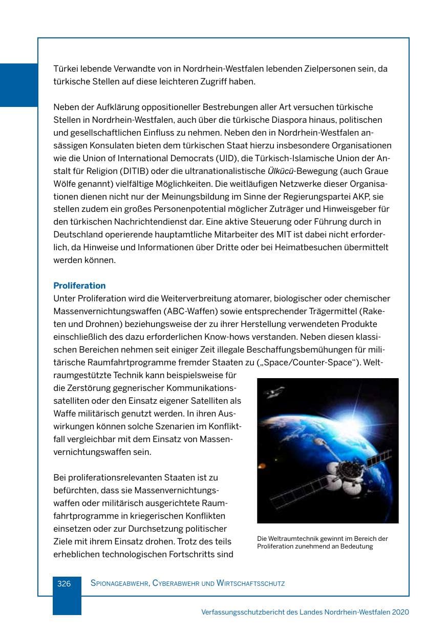 Seite 327 des Verfassungsschutzbericht 2020 Nordrhein-Westfalen