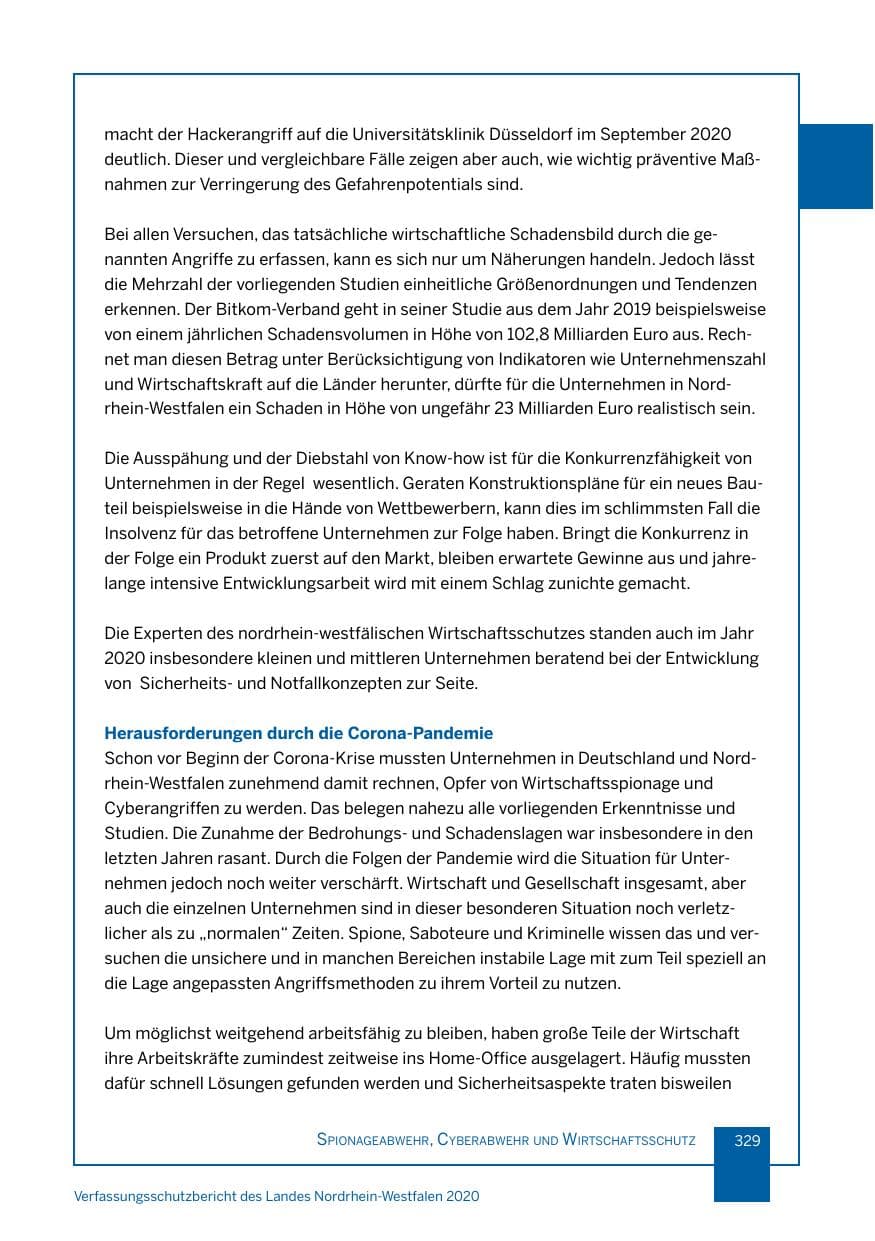 Seite 330 des Verfassungsschutzbericht 2020 Nordrhein-Westfalen