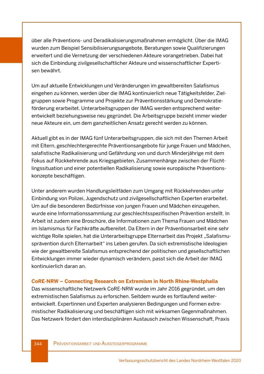 Seite 345 des Verfassungsschutzbericht 2020 Nordrhein-Westfalen