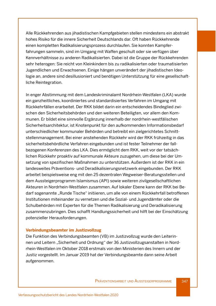 Seite 348 des Verfassungsschutzbericht 2020 Nordrhein-Westfalen