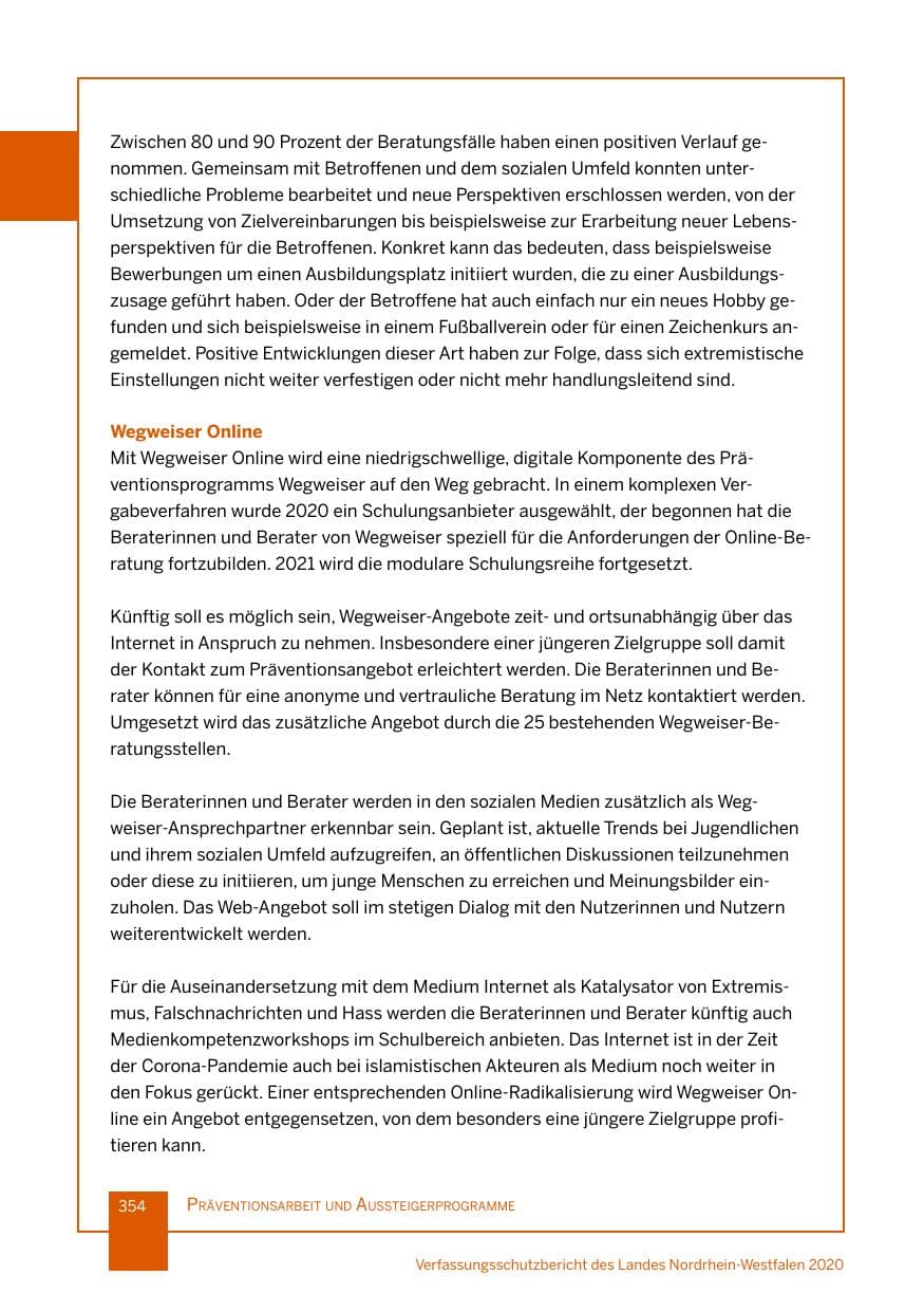 Seite 355 des Verfassungsschutzbericht 2020 Nordrhein-Westfalen