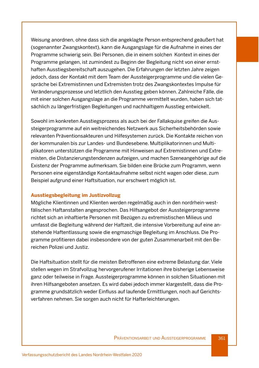 Seite 362 des Verfassungsschutzbericht 2020 Nordrhein-Westfalen
