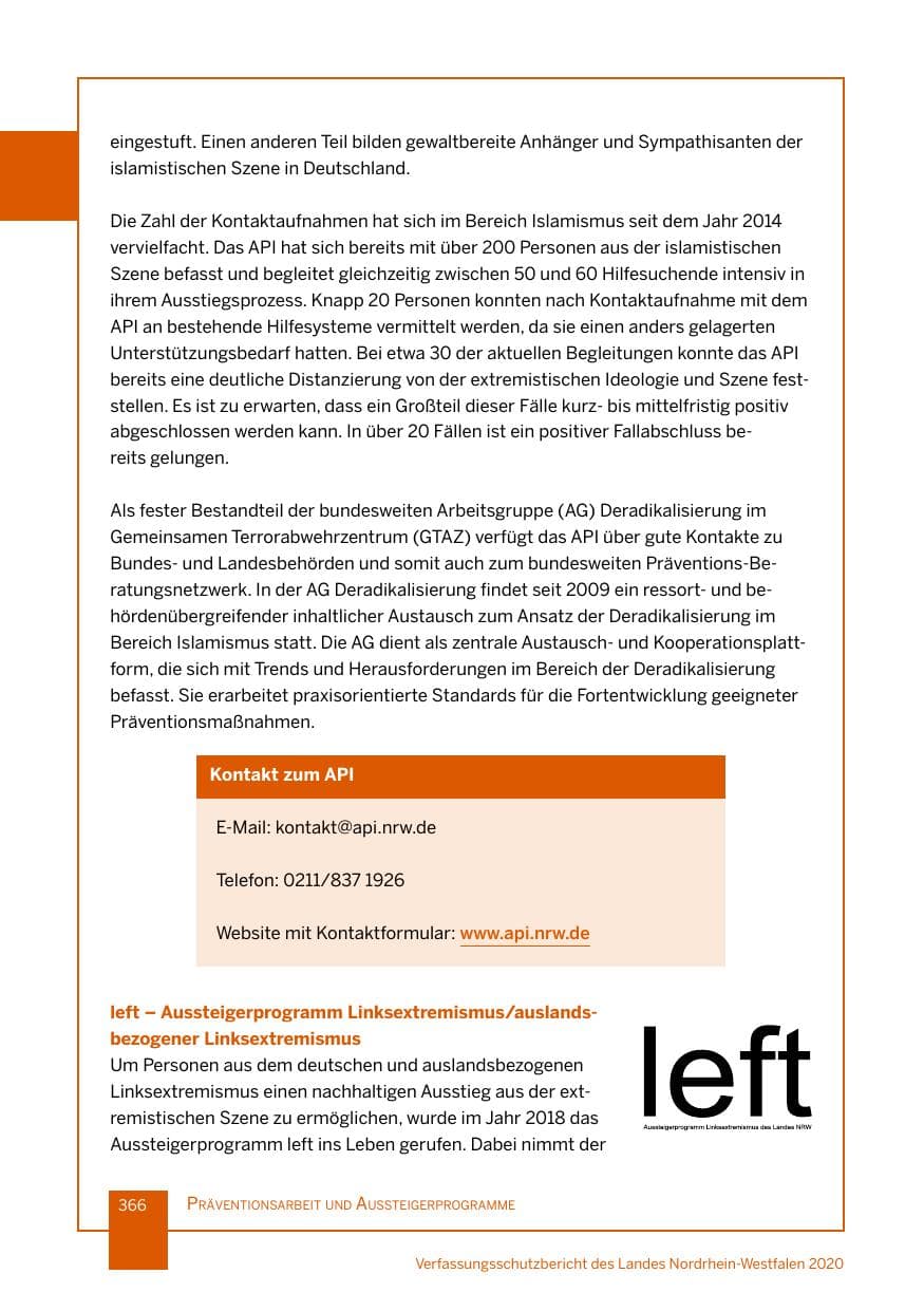 Seite 367 des Verfassungsschutzbericht 2020 Nordrhein-Westfalen