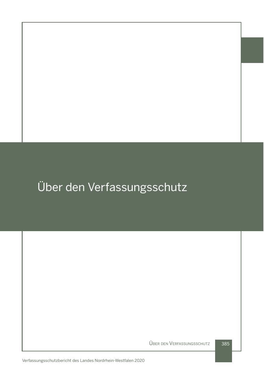 Seite 386 des Verfassungsschutzbericht 2020 Nordrhein-Westfalen