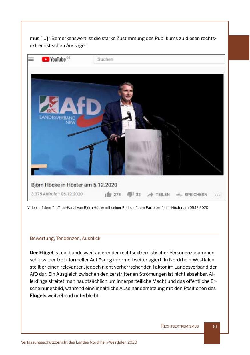 Seite 82 des Verfassungsschutzbericht 2020 Nordrhein-Westfalen